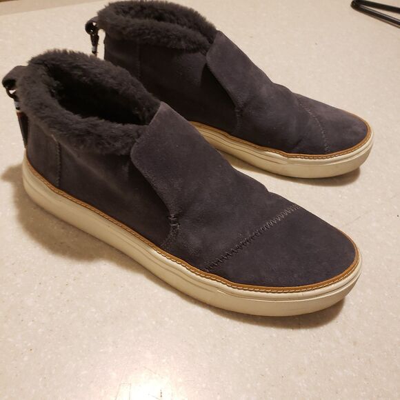 Toms Paxton Gray Bootie Ankle Boots Womens size 8 Gray Leather Suede - Picture 1 of 7